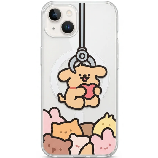Cute Puppy Transparent Magsafe Phone Case For iPhone | Couple Phone Covers