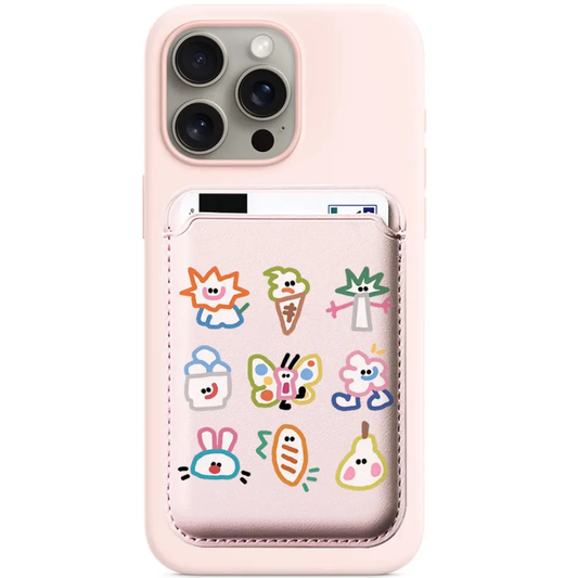 Simple Cute Graffiti Pattern Magnetic Card Holder