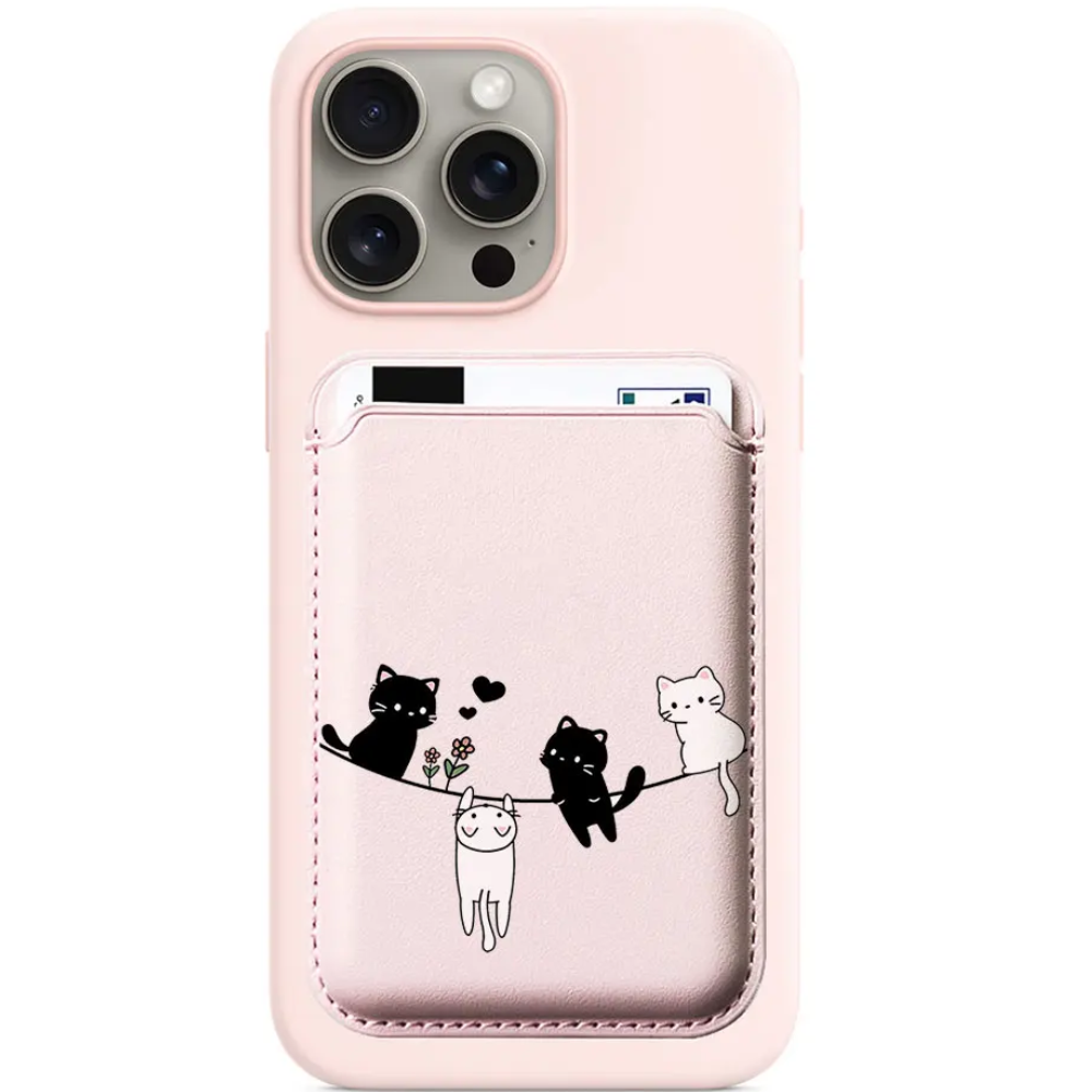 Cute Cat Print Magnetic Card Holder Cute Cat Print Magnetic Card Holder