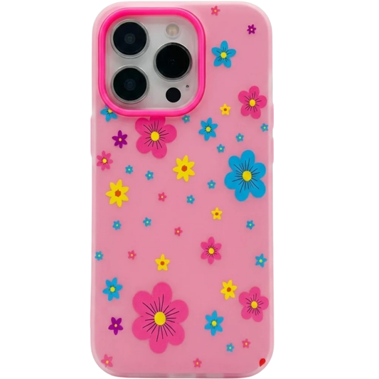 Cute Girly Colorful Flower Pattern Phone Case For iPhone