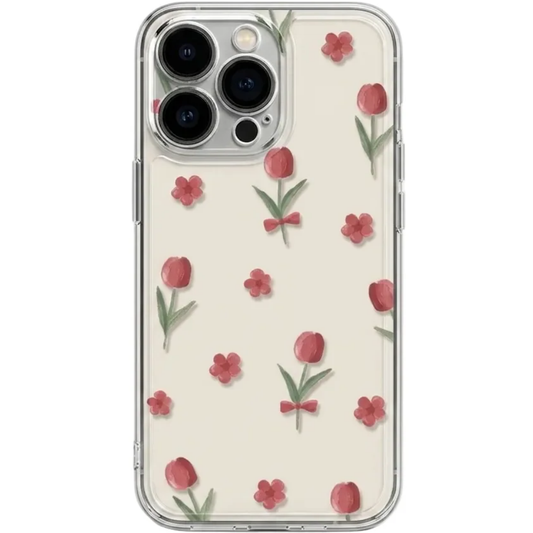 Transparent Floral Pattern Protective Cover for iPhone
