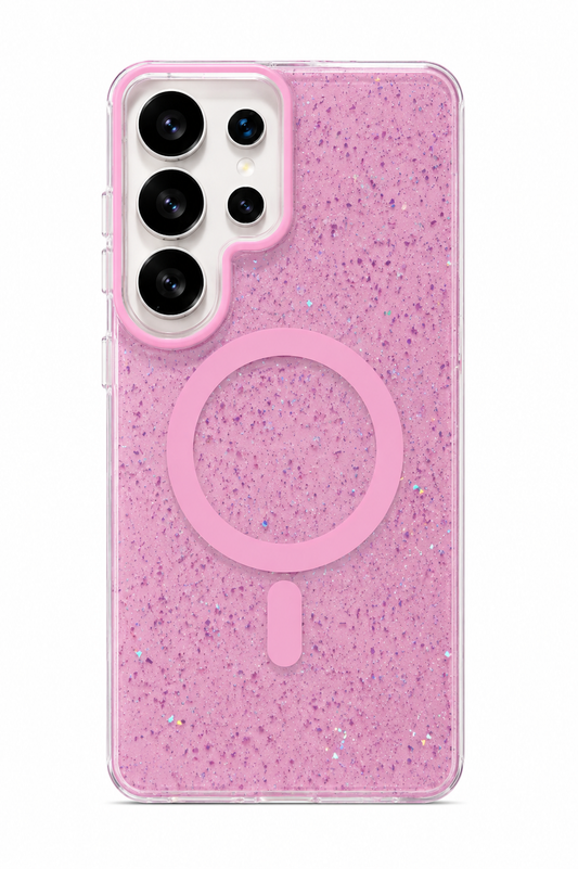 Transparent Glitter MagSafe Phone Case For Samsung Galaxy | Shockproof Bumper Cover