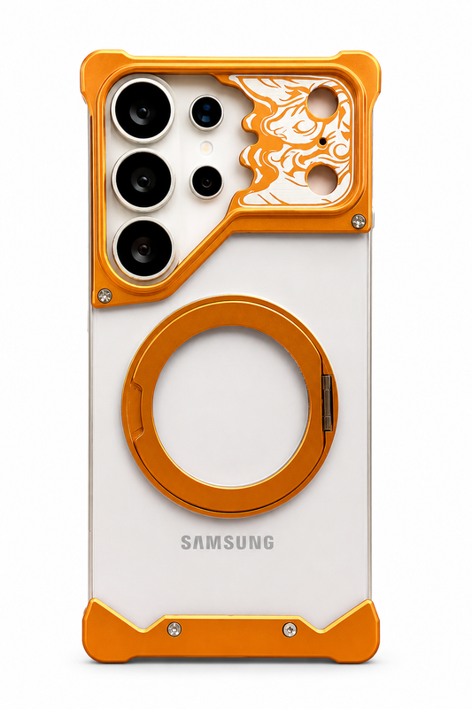 Aluminum Minimalist Bumper MagSafe Ring Kickstand Phone Case for Samsung Galaxy