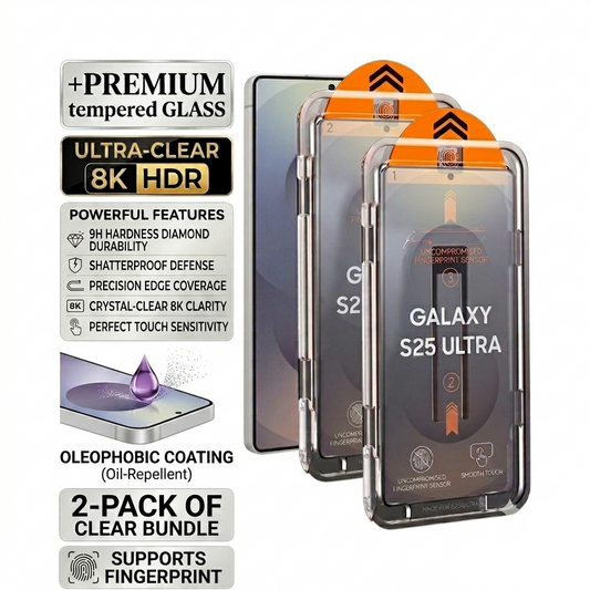 (Pack of 2) Tempered Glass Screen Protector with Oleophobic Coating & Installation Kit for Samsung Galaxy