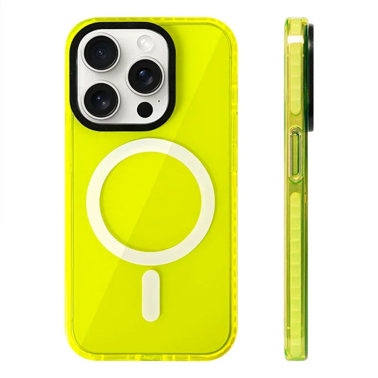 Soft Silicone Neon Clear MagSafe Phone Case For iPhone