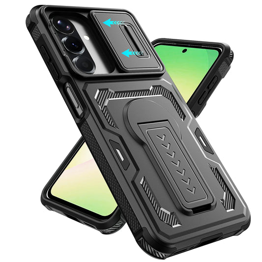 Rugged Heavy Duty Armor Case with Sliding Camera Cover & Kickstand for Samsung Galaxy | Shockproof Phone Cover