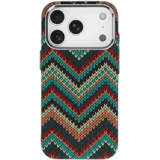 Southwestern Tribal Woven Case for iPhone | Carbon Fiber Texture MagSafe Cover with Alloy Lens Protection