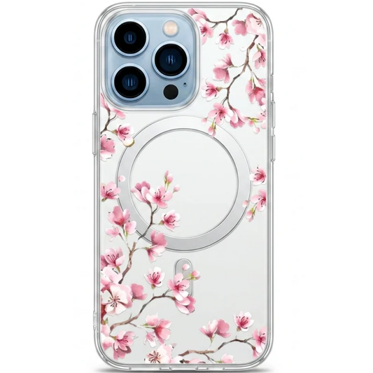 Transparent Flower MagSafe Phone Case For iPhone