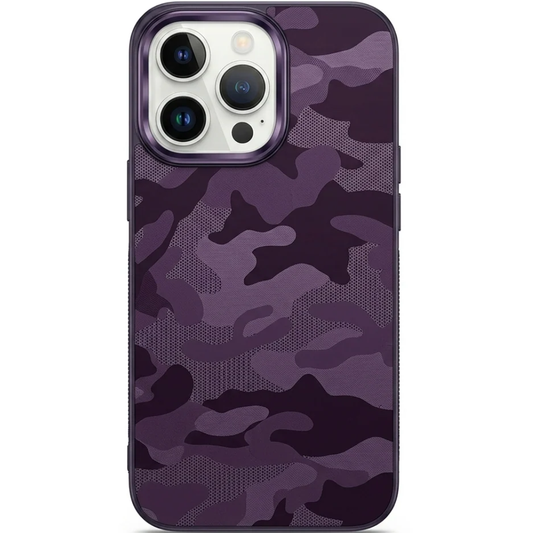 Camouflage Leather Cooling Case for iPhone | Shockproof Tactical Camo Bumper | Heat Dissipation Phone Cover