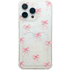 Cute Bow Transparent Phone Cover with Card Slot For iPhone
