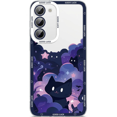 Artistic Black Cat Starry Phone Case For Samsung Galaxy