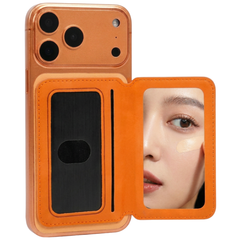 Magnetic Thin Leather Wallet for Phone | Card Holder with Makeup Mirror | MagSafe Wallet
