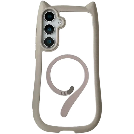 Cute Cat Ear Case For Samsung Galaxy | Transparent Magnetic Cover