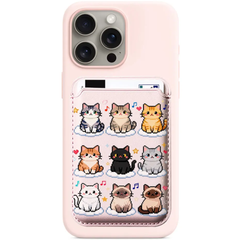 Cute Mosaic Cat Pattern Magnetic Card Holder | MagSafe Wallet Cover