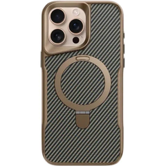 Magsafe Shockproof Frame with Armor Case For iPhone | Metal Bracket Holder | Carbon Fiber Pattern Phone Cover