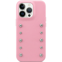 Leather Cover with Round Rivet Bead Phone Case for iPhone