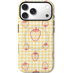 Girly Yellow Strawberry Phone Case for iPhone | Double-layer Tough Case | Magnetic Phone Case