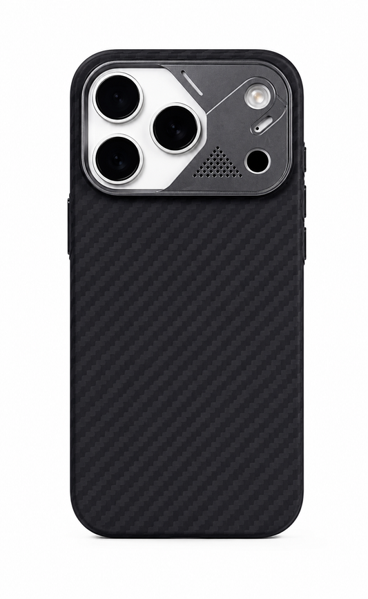 Carbon Fiber Texture Case for iPhone | Alloy Lens MagSafe Phone Cover