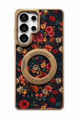 Floral Butterfly Leather Magnetic Case for Samsung Galaxy | Electroplated 360 Rotating Stand Hard Cover