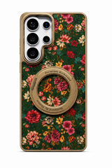 Floral Butterfly Leather Magnetic Case for Samsung Galaxy | Electroplated 360 Rotating Stand Hard Cover