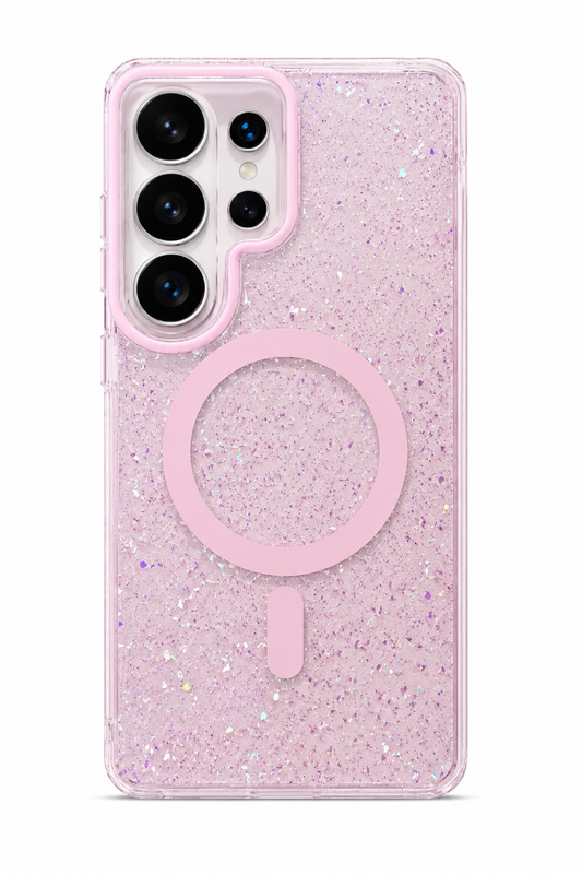 Transparent Glitter MagSafe Phone Case For Samsung Galaxy | Shockproof Bumper Cover