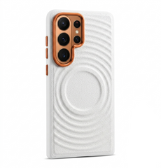 Water Ripple Leather Pattern Magnetic Case for Samsung Galaxy | Orange Lens Frame Cover