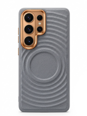 Water Ripple Leather Pattern Magnetic Case for Samsung Galaxy | Orange Lens Frame Cover