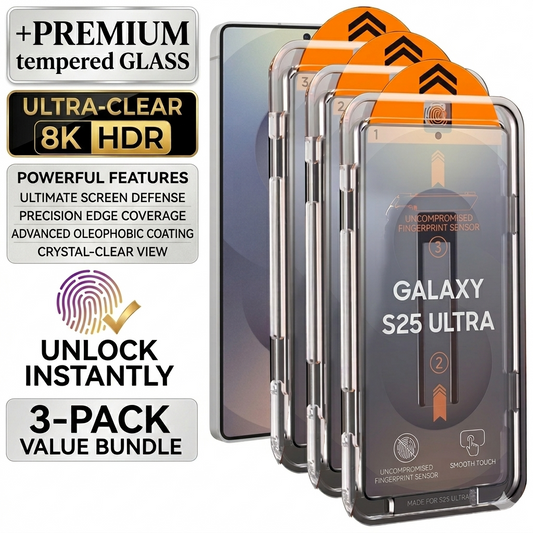 (Pack of 3) Tempered Glass Screen Protector with Installation Kit For Samsung Galaxy