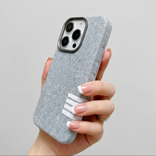 Premium Flax Linen Fabric MagSafe Case For iPhone | Textured Cotton Canvas Alloy Lens Phone Cover