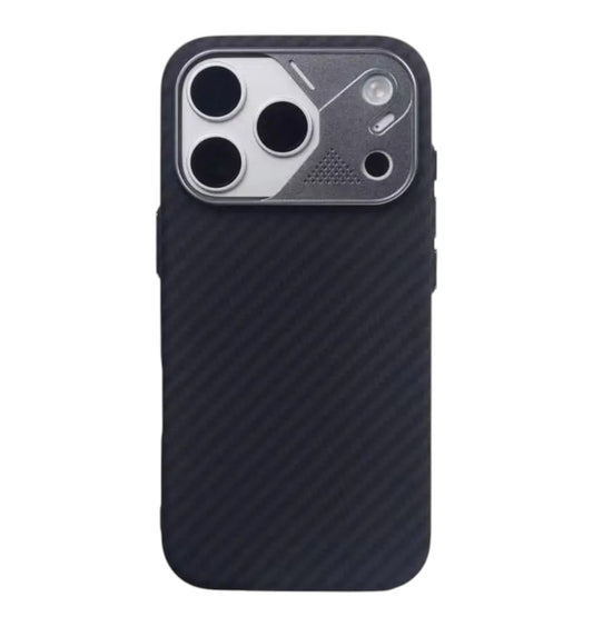Carbon Fiber Texture Case for iPhone | Alloy Lens MagSafe Phone Cover
