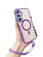 Laser Gradient MagSafe Lanyard Shockproof Case for Samsung Galaxy