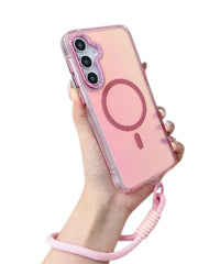 Laser Gradient MagSafe Lanyard Shockproof Case for Samsung Galaxy