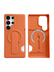 MagSafe Wallet Card Holder Case with Push-Pull Ring Stand for Samsung Galaxy