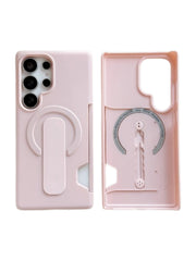 MagSafe Wallet Card Holder Case with Push-Pull Ring Stand for Samsung Galaxy
