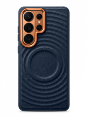 Water Ripple Leather Pattern Magnetic Case for Samsung Galaxy | Orange Lens Frame Cover