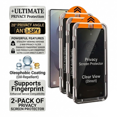 (Pack of 2) Privacy Tempered Glass Screen Protector with Oleophobic Coating & Installation Kit for Samsung Galaxy