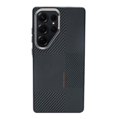 Frosted Alloy Lens Magnetic Phone Case for Samsung Galaxy | Carbon Fibre Texture with Soft Edge Phone Cover