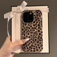 Glittered Leopard Print Phone Case For iPhone | Soft TPU Shockproof Cover