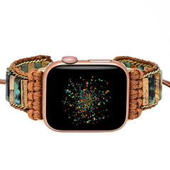 Boho Natural Stone Beaded Watch Band For Apple Watch | Handcrafted Imperial Jasper Bracelet Strap
