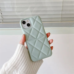 Quilted Leather iPhone Case | Crossbody Lanyard Chain | Wallet Card Holder Phone Cover