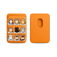 Cute Mosaic Cat Pattern Magnetic Card Holder | MagSafe Wallet Cover