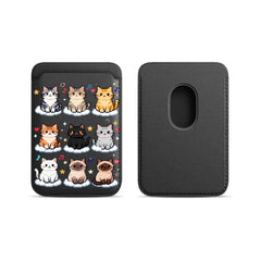 Cute Mosaic Cat Pattern Magnetic Card Holder | MagSafe Wallet Cover