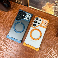 Aluminum Minimalist Bumper MagSafe Ring Kickstand Phone Case for Samsung Galaxy