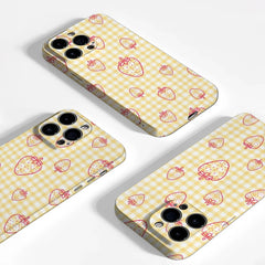 Girly Yellow Strawberry Phone Case for iPhone | Double-layer Tough Case | Magnetic Phone Case