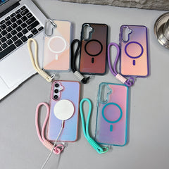 Laser Gradient Magnetic Lanyard Shockproof Case for Samsung Galaxy