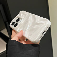 Pearl White Textured Case For iPhone | Stylish Glossy Soft TPU Phone Back Cover