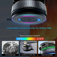 15W Vacuum Suction Magnetic Wireless Car Mount & Stand | MagSafe Compatible | 360° Rotation | Multi-Surface Mount
