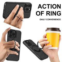 Premium Leather MagSafe Case with 360 Rotating Ring Stand for iPhone