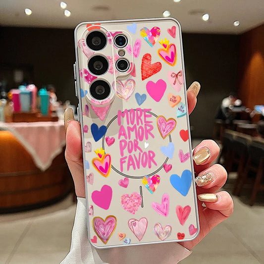 Heart Pattern Magnetic Phone Case For Samsung Galaxy
