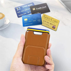 MagSafe Magnetic Leather Wallet with Folding Kickstand For iPhone & Samsung | Slim Card Holder Phone Stand